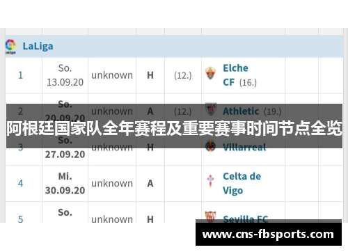 阿根廷国家队全年赛程及重要赛事时间节点全览